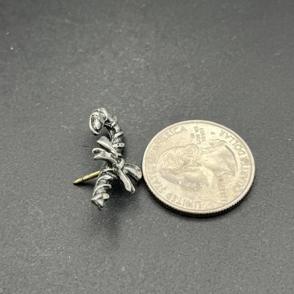 Silver Tone Candy Cane‎ Bow Christmas Holiday Lapel Hat Pin
